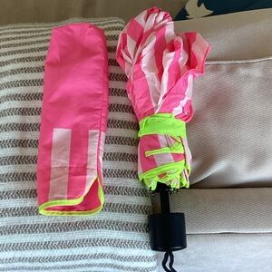 Pink Striped Compact Umbrella with Neon Trim by Victoria’s Secret